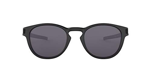 Oakley Men's OO9265 Latch Oval Sunglasses, Matte Black/Grey, 53 mm
