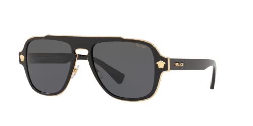 Versace Man Sunglasses Black Frame, Dark Grey Lenses, 56MM