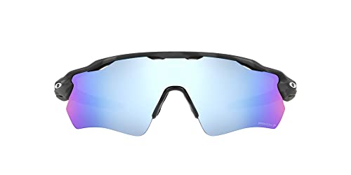 Oakley Men's OO9208 Radar EV Path Rectangular Sunglasses, Matte Black Camo/Prizm Deep Water Polarized, 38 mm