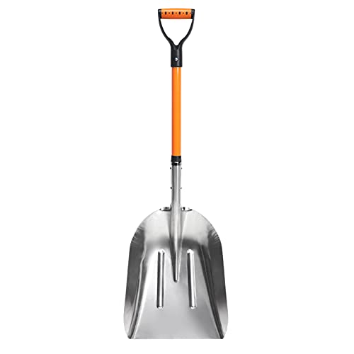 VNIMTI Aluminum Snow Shovel with D Handle Metal Snow Shovel for Driveway 45Inches 3.7 Pounds Transfer Shovel Shovel for Gardening, Orange