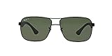 Ray-Ban Men's RB3516 Metal Square Sunglasses, Matte Black/Green Polarized, 59 mm