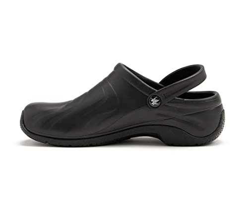 Anywear Zone Men and Women Clog Nurse Shoes, Waterproof, Non-Slip Work Shoes for Healthcare, and Food Service, 8, Black