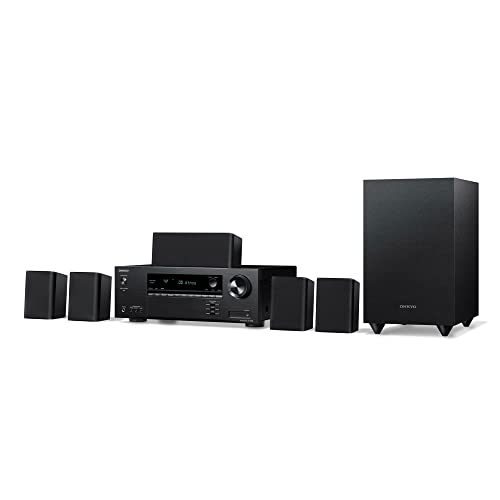 Onkyo HT-S3910 Home Audio Theater Receiver and Speaker Package, Front/Center Speaker, 4 Surround Speakers, Subwoofer and Receiver, 4K Ultra HD (2019 Model)