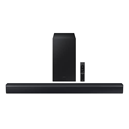 SAMSUNG HW-C450 2.1ch Soundbar w/DTS Virtual X, Subwoofer Included, Bass Boost, Adaptive Sound Lite, Game Mode, Bluetooth, Wireless Surround Sound Compatible (Newest Model),Black