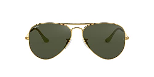 Ray-Ban RB3025 Classic Aviator Sunglasses, Shiny Gold/G-15 Green, 58 mm