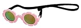 G001 Dog Pet Costume Prop Round Sunglasses Medium Breeds 20-40lbs (Flower Pink-Pink Mirror)