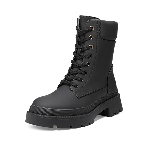 DREAM PAIRS Women's Sdab2227w Platform Chelsea Combat Boots Lace Up Lug Sole Ankle Booties Shoes,Size 7.5, Black