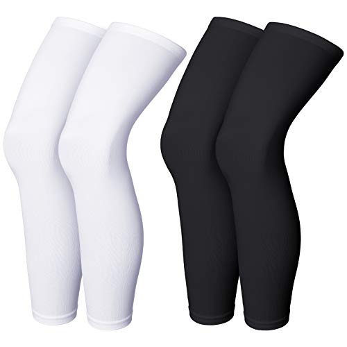 Skylety Compression Leg Sleeve Full Length Leg Sleeves Sports Cycling Leg Sleeves for Men Women, Running, Basketball (4 Pieces,Black and White,L)