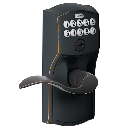 SCHLAGE FE595VCAM716ACC FE595VCAM/ACC 716 Keypad Accent Lever Door Lock, Flex, Aged Bronze