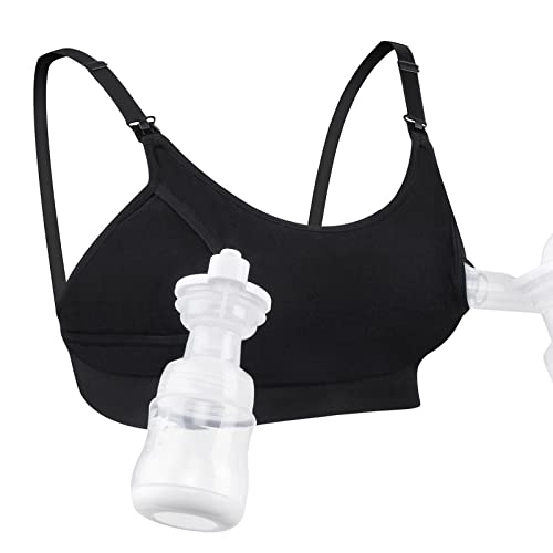Momcozy Hands Free Pumping Bra, Adjustable Breast-Pumps Holding and Nursing Bra, Suitable for Breastfeeding-Pumps by Lansinoh, Philips Avent, Spectra, Evenflo and More Black