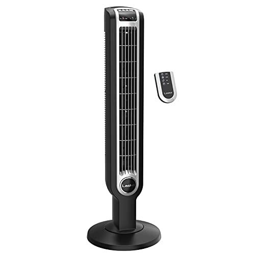 Lasko 2511 36” Oscillating 3-Speed Remote Control Tower Fan for Home, 36 Inch, Black