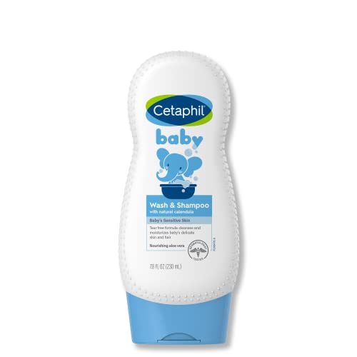 Cetaphil Baby Shampoo and Body Wash with Organic Calendula, Tear Free, Hypoallergenic, Ideal for Everyday Use, Dermatologist Tested, 7.8oz