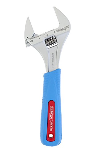 Channellock 8WCB 8-Inch WideAzz Adjustable Wrench|1.5-Inch Wide Jaw Opening|Precise Jaw Design Grips Tight-Even in Tight Spaces|Measurement Scales Engraved on the Tool|CODE BLUE Comfort Grip
