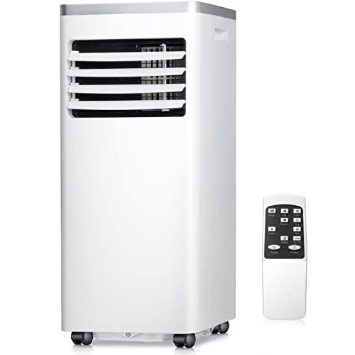 ZAFRO 8,000 BTU Portable Air Conditioners, Room Air Conditioner with Remote for Room up to 200 Sq.Ft, 3-in-1 Portable AC Unit with Digital Display/24Hrs Timer/Installation Kit for Home/Office/Dorms, White&Silver