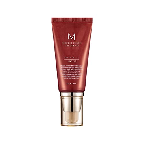 MISSHA M PERFECT COVER BB CREAM #23 SPF 42 PA+++ 50ml-Lightweight, Multi-Function, High Coverage Makeup to help infuse moisture for firmer-looking skin with reduction in appearance of fine lines