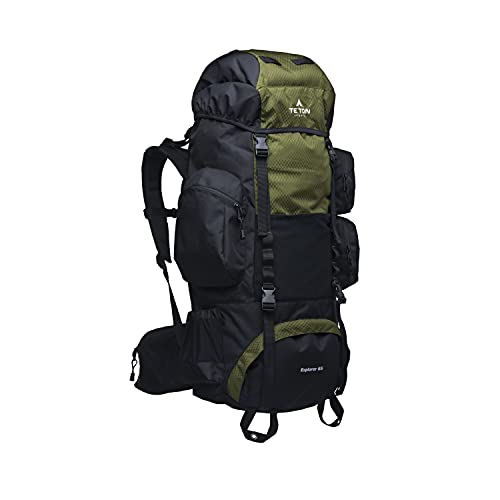 TETON 65L Explorer Internal Frame Backpack for Hiking, Camping, Backpacking, Rain Cover Included