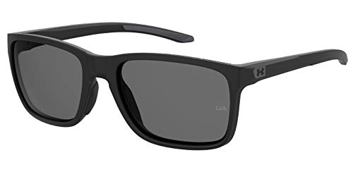 Under Armour Men's UA 0005/S Rectangular Sunglasses, Matte Black/Polarized Gray, 58mm, 19mm