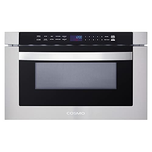 COSMO COS-12MWDSS 24 in. Built-in Microwave Drawer with Automatic Presets, Touch Controls, Defrosting Rack and 1.2 cu. ft. Capacity in Stainless Steel