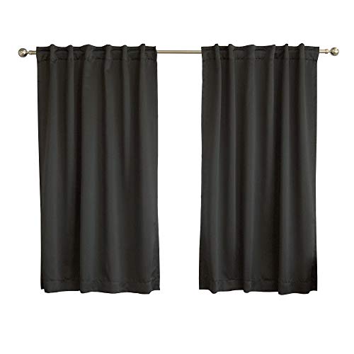 Best Home Fashion Closeout Basic Thermal Insulated Blackout Curtains - Back Tab/ Rod Pocket - Black - 52' W x 63' L – No tie Back (1 Panel)