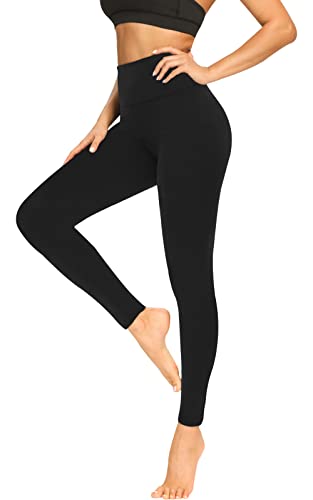 High Waisted Leggings for Women No See-Through Tummy Control Yoga Pants Workout Leggings-Reg&Plus Size (Black, Small-Medium(One Size 2-12))