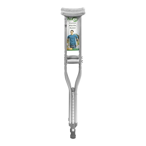 Hugo Mobility 721-785 Adjustable Adult Crutches For Walking, Silver