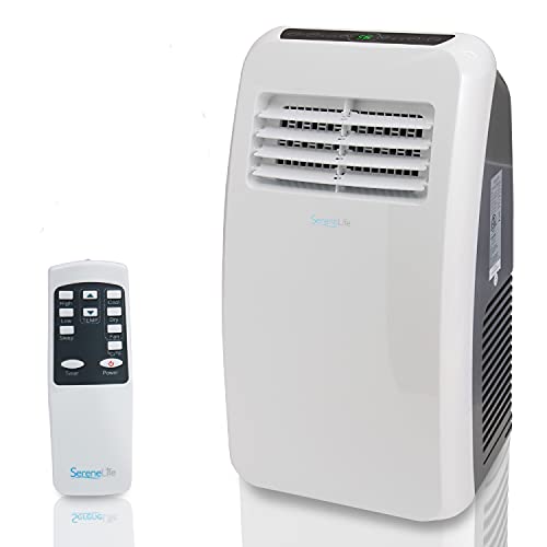 SereneLife SLPAC8 SLPAC 3-in-1 Portable Air Conditioner with Built-in Dehumidifier Function,Fan Mode, Remote Control, Complete Window Mount Exhaust Kit, 8,000 BTU, White