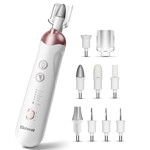 Eletorot Electric Nail File Set, 8 in 1 Professional Manicure and Pedicure Kit, Cordless Pedicure Tools for feet, 5 Speeds Electric Nail Drill Machine, Toe Nail Grinder Kit for Thick Nails