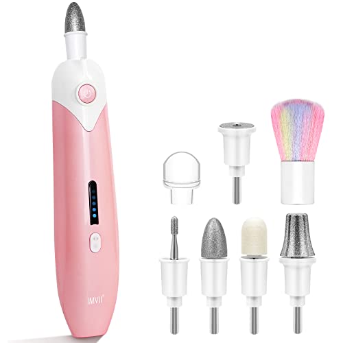 IMVII 5 Speeds Cordless Professional Manicure Pedicure Kit, Electric Nail File Set, Electric Nail Drill Machine, Hand Foot Care Tool for Nail Grind Trim Polish with Dust Brush