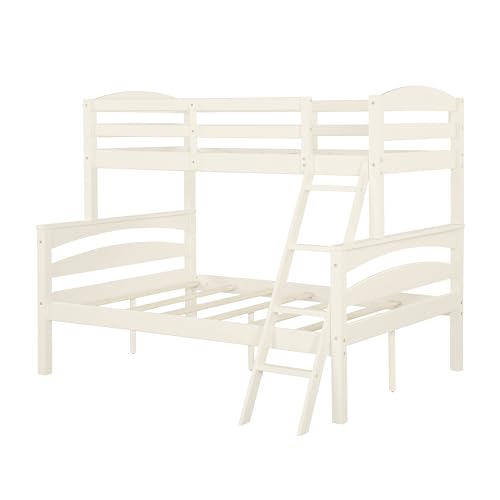 DHP Brady Wood Bunk Bed Frame, Twin Over Full, White