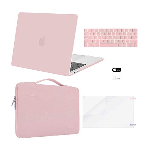 MOSISO Compatible with MacBook Pro 13 inch Case M2 2023, 2022, 2021-2016 A2338 M1 A2251 A2289 A2159 A1989 A1708 A1706, Plastic Hard Case&Bag&Keyboard Skin&Webcam Cover&Screen Protector, Rose Quartz