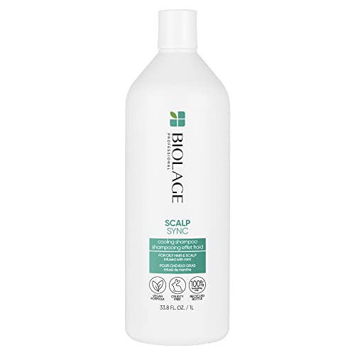 BIOLAGE Cooling Mint Scalp Sync Shampoo | Cleanses Excess Oil From The Hair & Scalp | For Oily Hair & Scalp | Vegan | 33.8 Fl. Oz.