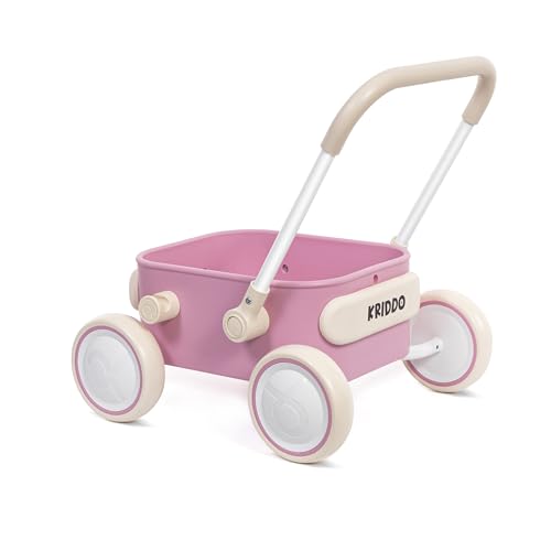KRIDDO Kids 2-in-1 Pull-Along Wagon Baby Push Walker for 7 Month to 4 Year, One Year Birthday Gifts, Sturdy and Safe, Indoors and Outdoors for, Lightweight and Easy to Store, Pink