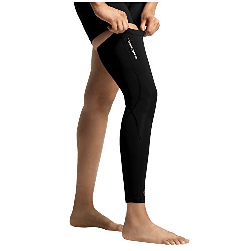Tommie Copper Performance Compression Leg Sleeve, Unisex, Men & Women | Breathable Support for Muscle Fatigue & Recovery - Black - Medium