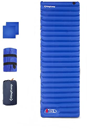 KingCamp Sleeping Pad for Camping Ultralight Camping Mattress 3.9' Air Mattress Camping Inflatable Mat Adults Camp Bed Lightweight and Compact Built-in Air Pump for Backpacking Hiking Tent Cot Single