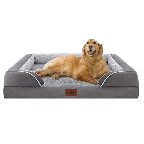 Comfort Expression Waterproof Orthopedic Foam Dog Beds for Extra Large Dogs Durable Dog Sofa Pet Bed Washable Removable Cover with Zipper and Bolster