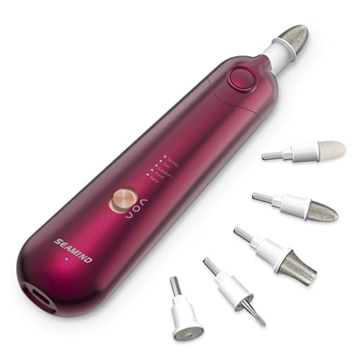 Professional Manicure Pedicure Set, Cordless Electric Nail File Kit, Rechargeable Nail Grinder for Thick Nails, 5 Speeds Hand Foot Nail Care Trimmer Buffer Tools(Red)