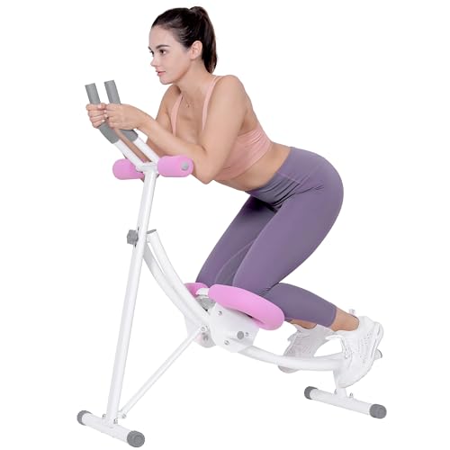 LanPavilion Ab Workout Equipment, Ab Machine with Height Adjustable and Stability, Ab Workout Equipment Home Gym Coaster for Stomach at Office with LCD Display-Christmas Gift Choice, Pink