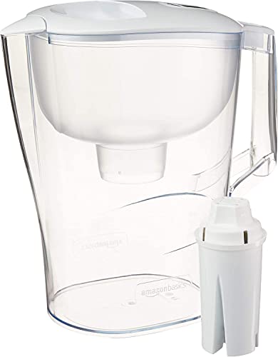 Amazon Basics 10-Cup Water Pitcher with Filter, Compatible with Brita