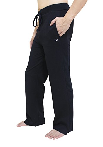 YogaAddict Men Yoga Long Pants, Pilates, Fitness, Workout, Casual, Lounge, Sleep, Martial Arts Pants, Black - Size M