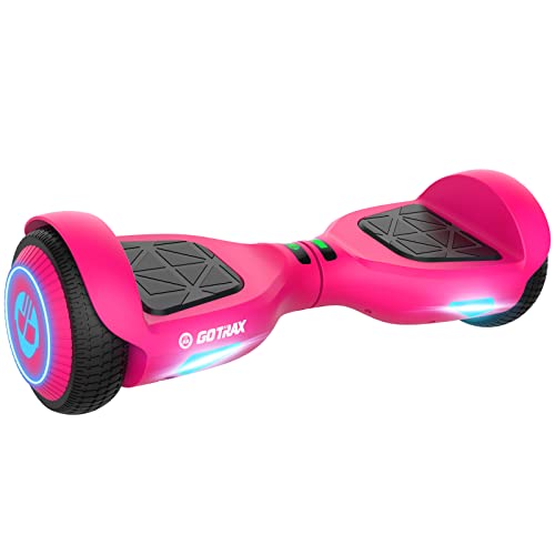 Gotrax Edge Hoverboard with 6.5' LED Wheels & Headlight, Top 6.2mph & 2.5 Miles Range Power by Dual 200W Motor, UL2272 Certified and 50.4Wh Battery Self Balancing Scooters for 44-176lbs Kids Adults(Pink)