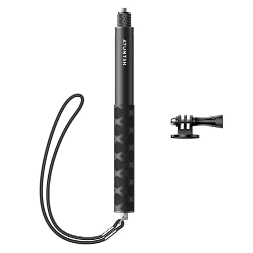ATUMTEK 114cm Invisible Selfie Stick, 1/4' Extended Monopod Pole, Solid and Compact Design for Insta360, DJI, Action Camera (Buckle Mount for Action Camera and Wrist Strap Included)