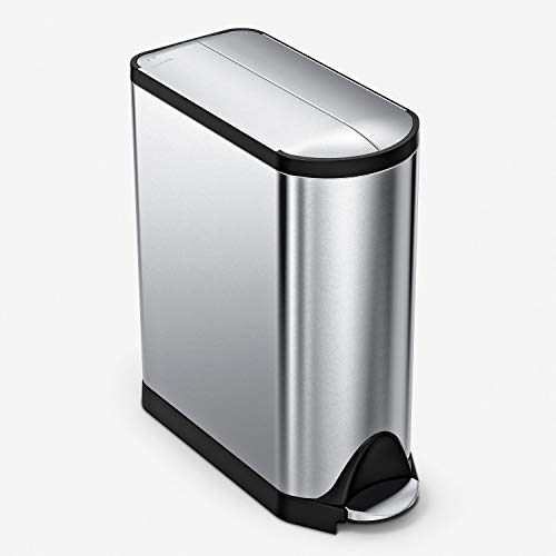 simplehuman 45 Liter / 11.9 Gallon Butterfly Lid Kitchen Step Trash Can, Brushed Stainless Steel