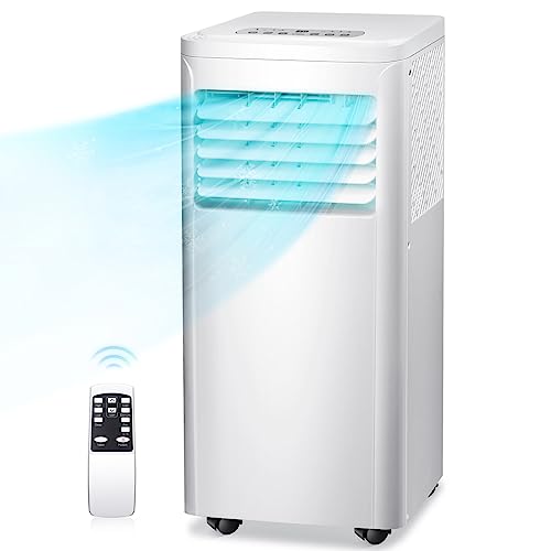 R.W.FLAME 8,000 BTU Portable Air Conditioner with Remote Control, Portable AC Unit for Room Up to 350 Sq.Ft, 3-in-1 Air Conditioner with Digital Display,24Hrs Timer,Installation Kit for Home, White