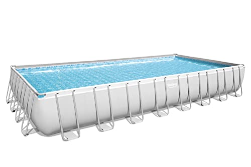 Bestway Power Steel 31'4' x 16' x 52' Rectangular Above Ground Pool Set | Includes 2200gal Sand Filter Pump, Ladder, Pool Cover, ChemConnect Dispenser