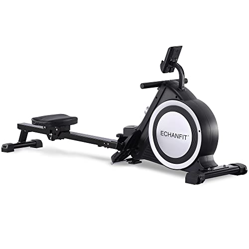 ECHANFIT Magnetic Rowing Machine with Bluetooth Fitness App for Home Use, Foldable Rower 350 LB Max Capacity with LCD Monitor for Full Body Workout