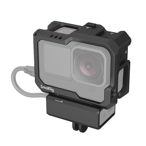 SmallRig Hero12 / Hero11 / Hero 10 / Hero 9 Black Cage for GoPro, with 2 Cold Shoe Mount for GoPro Light Mod and Common Microphone, Led Video Light - 3083C