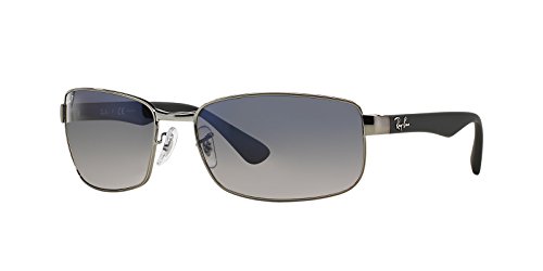 Ray-Ban RB3478 Rectangular Sunglasses, Grey,CRYstal Polarized Blue Gradient & Grey, 63 mm