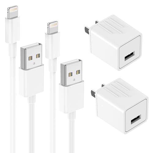 Pantom 2-Pack Wall Charger Plugs with 2-Pack 5-Feet Cables Charge Sync Compatible with iPhone 14/14 Pro/13/12/11/X/8/7/6/5 and iPads (White)