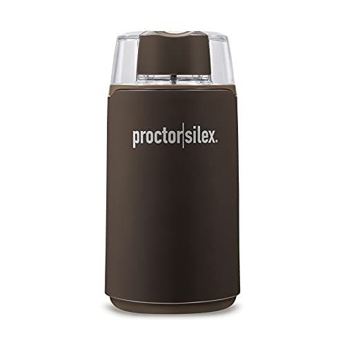 Proctor-Silex Electric Coffee Grinder for Beans, Spices and More, Stainless Steel Blades, 12 Cups, Brown