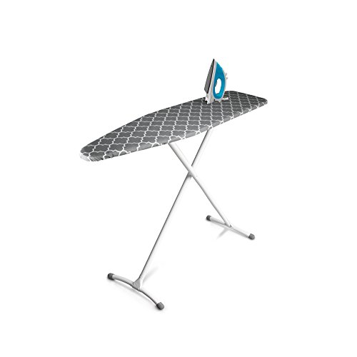 Homz Contour Ironing Board, Extra Stable Legs, 54' X 14' Adjusts To 35' Tall, Gray Lattice